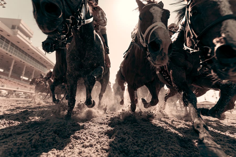 Largada de um páreo de corridas de cavalos no Hipódromo do Cristal, em Porto Alegre